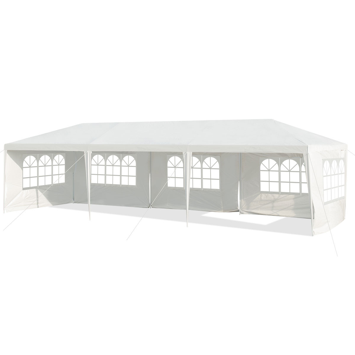 0617748485350 - Costway 3 x 9 M Pavillon Zelt Garten Pavillon Gartenzelt mit 5 abnehmbaren Seitenwänden weiß