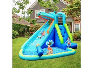 0617748486449 - Hüpfburg aufblasbar Wasserrutsche Aufblasbare Spielpool Wasserspielcenter mit Rutsche Wasserpark Planschbecken 350x300x225cm - Costway