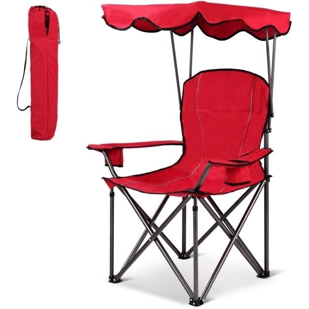 0617748487729 - Fishing Chair - Campingstuhl - mit Getränkehalter - faltbar - rot