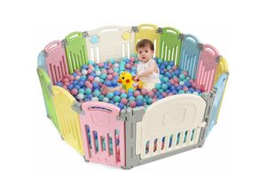 0617748488153 - Laufgitter Laufstall Baby Absperrgitter aus Kunststoff Krabbelgitter Faltbar Spielzaun für Kinder Schutzgitter mit Tür und Spielzeugboard Bunt 14