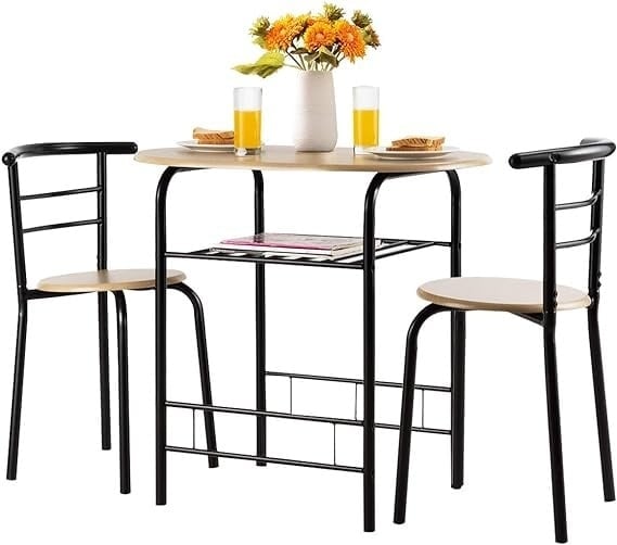 0617748489945 - Costway Tisch Gruppe 3 TLG Minimalismus Design Küche Esszimmer Gruppe Esszimmer Set schwarz