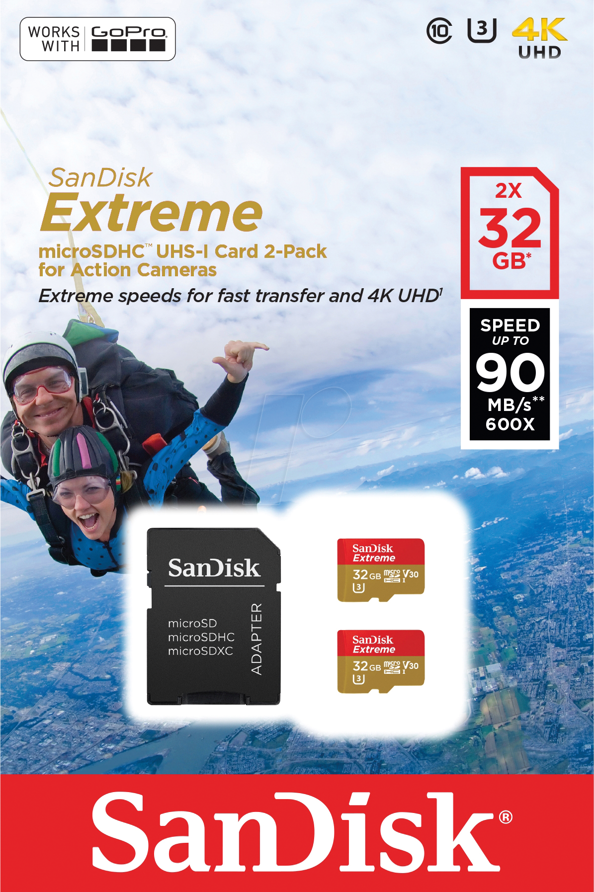 0619659155117 - SanDisk Extreme - Flash-Speicherkarte (microSDHC SD-Adapter inbegriffen) - 32 GB - A1   Video Class V30   UHS-I U3 - microSDHC UHS-I