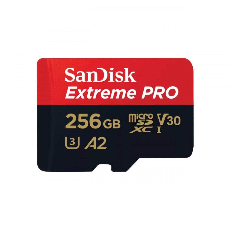 0619659188542 - SanDisk Extreme Pro - Flash-Speicherkarte (microSDXC-an-SD-Adapter inbegriffen) - 256 GB - A2   Video Class V30   UHS-I U3   Class10 - microSDXC UHS-I