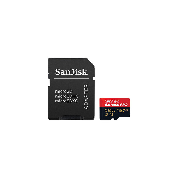 0619659188566 - SanDisk Extreme Pro - Flash-Speicherkarte (microSDXC-an-SD-Adapter inbegriffen) - 512 GB - A2   Video Class V30   UHS-I U3   Class10 - microSDXC UHS-I