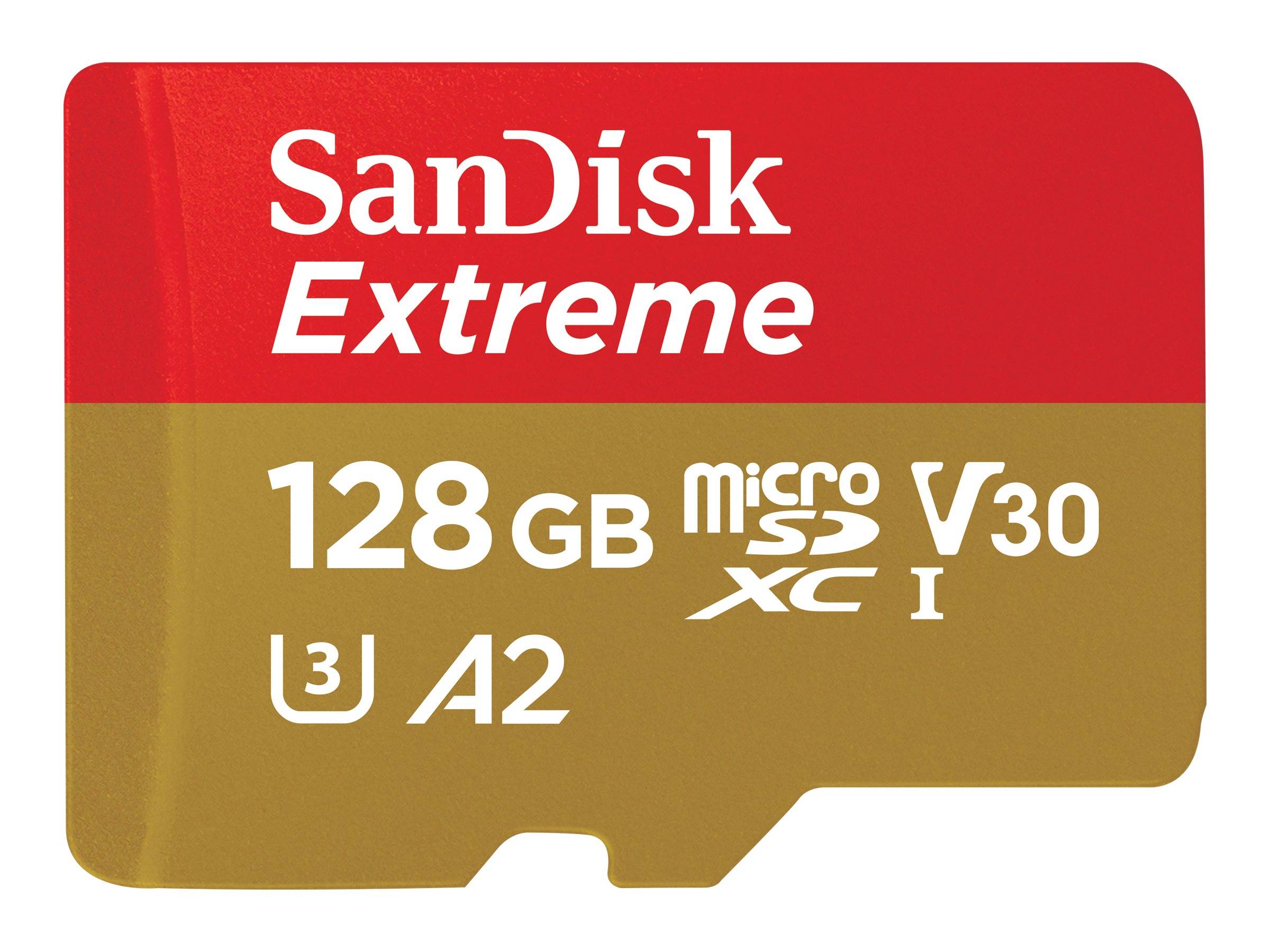 0619659189488 - SanDisk Extreme - Flash-Speicherkarte (microSDXC-an-SD-Adapter inbegriffen) - 128 GB - A2   Video Class V30   UHS-I U3   Class10 - microSDXC UHS-I