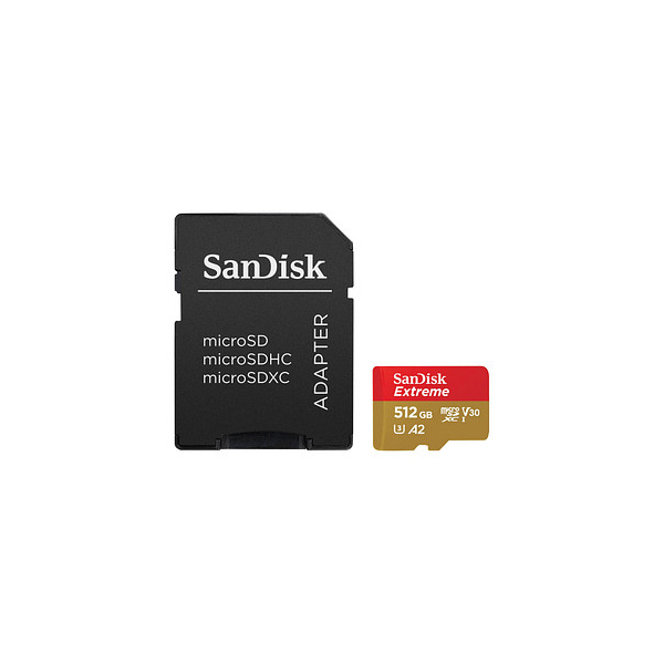 0619659189648 - SanDisk Extreme - Flash-Speicherkarte (microSDXC-an-SD-Adapter inbegriffen) - 512 GB - A2   Video Class V30   UHS-I U3   Class10 - microSDXC UHS-I