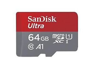 0619659200435 - SanDisk Ultra - Flash-Speicherkarte (microSDXC-an-SD-Adapter inbegriffen) - 64 GB - A1   UHS-I U1   Class10 - microSDXC UHS-I