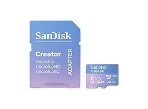 0619659217266 - SanDisk Creator - Flash-Speicherkarte (microSDXC-an-SD-Adapter inbegriffen) - 512 GB - A2   Video Class V30   UHS-I U3 - microSDXC UHS-I