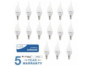 0619793863213 - V-tac - led glühbirne E14 flamme 55W 40 w samsung 15 stück