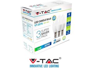 0619793863527 - Vtac - 3 led glühbirnen E14 55 w 40 w v-tac kerzenflamme