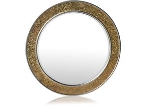 0620947500656 - Glamour by Runder Wandspiegel mit Mosaik-Glitzereffekt - Gold - 60 cm Durchmesser - Gold - Casa Chic