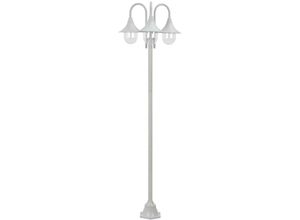 0626381320669 - Garten-Pollerleuchte E27 220 cm Aluminium 3-Laterne Weiß VD28413 - Hommoo