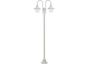 0626381320683 - Garten-Pollerleuchte E27 220 cm Aluminium 2-Laterne Weiß VD28415 - Hommoo