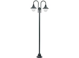 0626381320775 - Hommoo - Garten-Pollerleuchte E27 220 cm Aluminium 2-Laterne Dunkelgrün VD28424