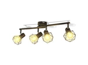 0626384990272 - Deckenstrahler Industrie-Stil Drahtgestell + 4 LED-Glühlampen schwarz VD09174