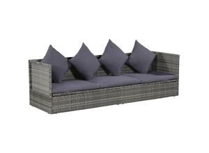 0626388930380 - Hommoo - Gartenbett Grau 200x60 cm Poly Rattan VD28185