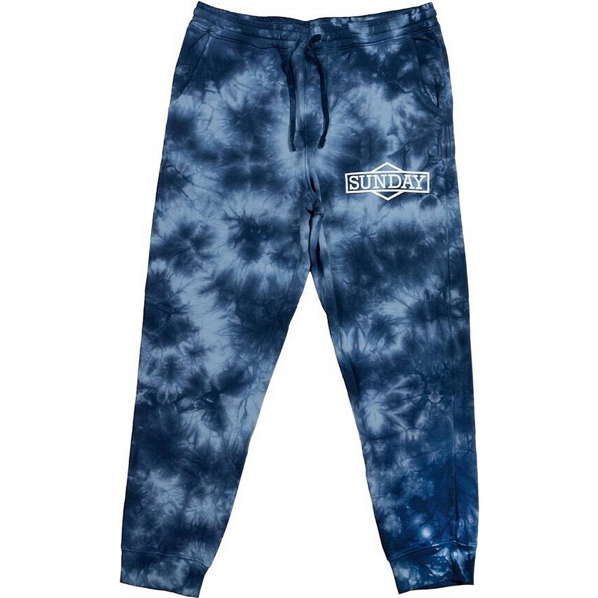 0630950935017 - Lange Jogginghose Sonntag Blau Tie-Dye XXL aus Baumwolle mit Cornerstone-Logo