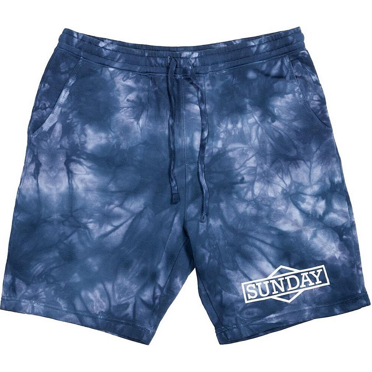 0630950935055 - Kurze Jogginghose Blau Tie-Dye XL aus 100% Baumwolle mit Cornerstone-Logo