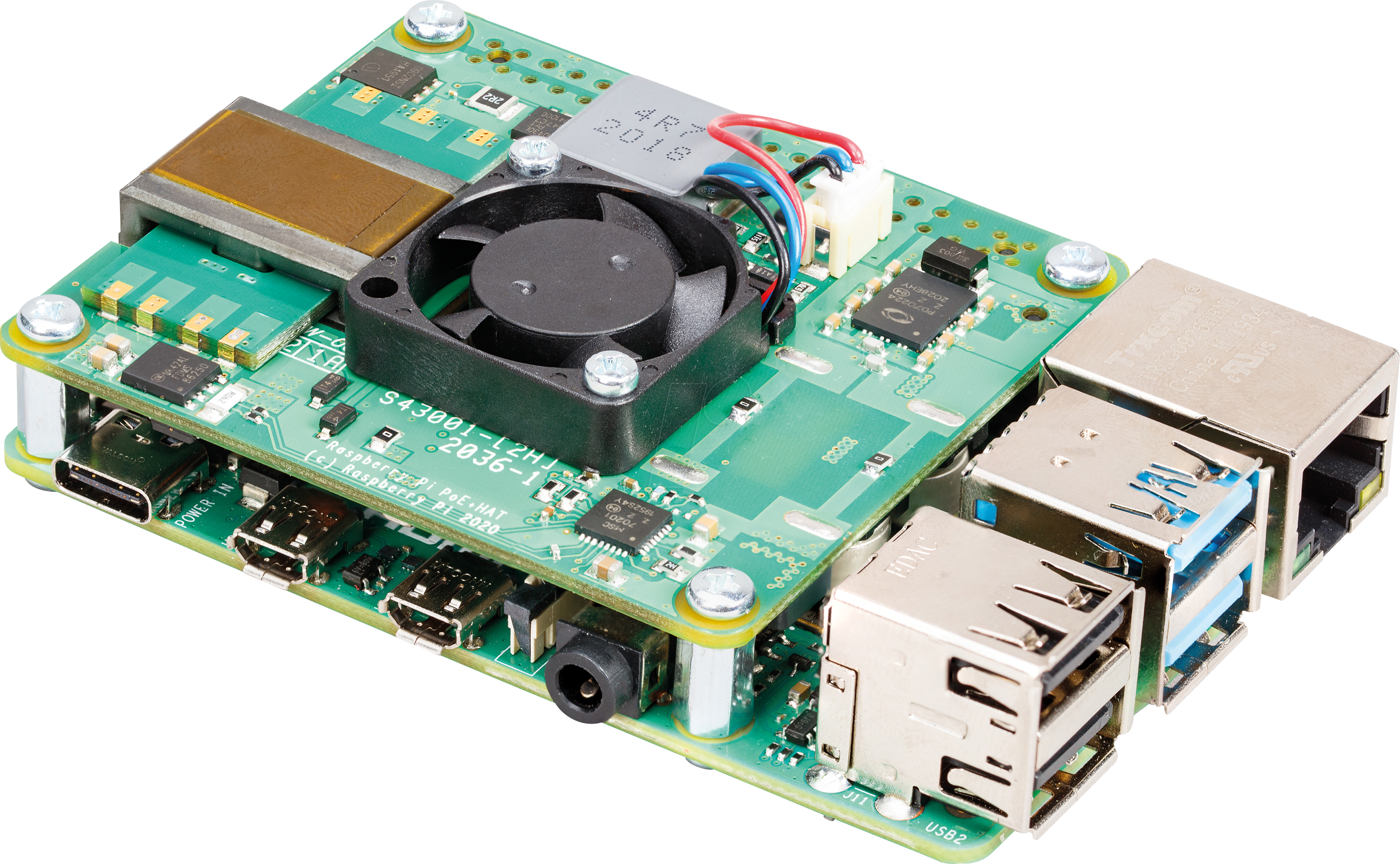 0633696492820 - Raspberry Pi® PoE+ Hat Raspberry Pi® 3 B+ Raspberry Pi® 4 B