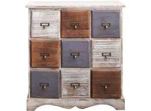 0634065299569 - Rebecca Mobili Schubladenschrank 9 Schubladen weiß Braun Grau Shabby 63x60x23