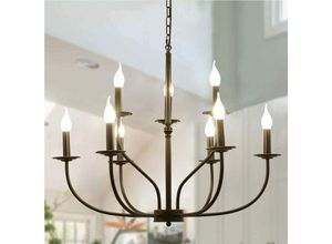 0634562847447 - Ganeed - Licht Pendelleuchte 60 cm Vintage Französische Lampe Hängende Retro Kronleuchter Hohe Verstellbare Kette Schwarz 9 Lichter