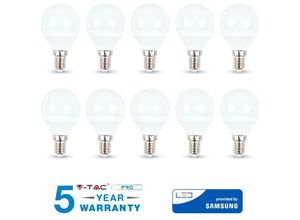 0636339775113 - Vtac - 10 v-tac samsung LED-Glühbirnen E14 55W mini globe cool natural VT-236 -Warm