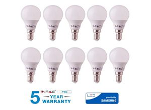 0636339775397 - V-tac - 10 led glühbirnen E14 samsung 7W 45W mini globe P45 VT-270 kalt natürlich-heiss