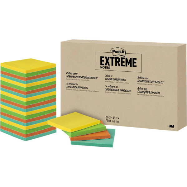 0638060269022 - Post-it Haftnotiz Extreme Notes 76x76mm 45 Blatt gelb orange grün türk