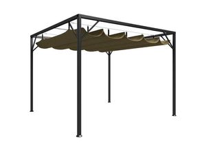 0640813468385 - DOTMALL Faltpavillon Gartenpavillon mit Ausziehbarem Dach 3x3 m Taupe 180 g m²