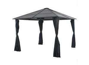 0640813486129 - DOTMALL Partyzelt Pavillon mit Vorhang Aluminium 3x3 m Schwarz