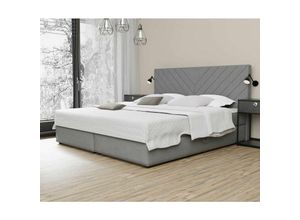 0641827133290 - Fun Moebel - Boxspringbett Schlafzimmerbett belcora 200x220cm Stoff Grau inkl Bettkasten