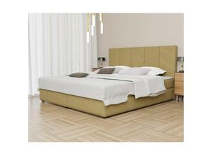 0641827133986 - Fun Moebel - Boxspringbett Schlafzimmerbett elicio 200x220cm Stoff Senf inkl Bettkasten