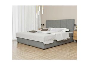 0641827134389 - Fun Moebel - Boxspringbett Schlafzimmerbett elicio 200x220cm Stoff Grau inkl Bettkasten