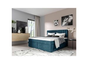 0641827136529 - Fun Moebel - Boxspringbett Schlafzimmerbett linnea 160x200cm Stoff Blau inkl Bettkasten