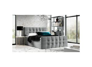 0641827137007 - Fun Moebel - Boxspringbett Schlafzimmerbett noel 160x200cm Stoff Grau inkl Bettkasten