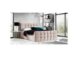 0641827137090 - Fun Moebel - Boxspringbett Schlafzimmerbett noel 140x200cm Stoff Rose inkl Bettkasten