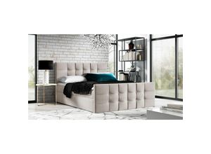 0641827137199 - Fun Moebel - Boxspringbett Schlafzimmerbett noel 140x200cm Stoff Beige inkl Bettkasten