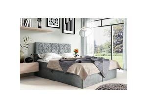 0641827137663 - Fun Moebel - Boxspringbett Schlafzimmerbett 200x220cm lazaro Nr1 Grau inkl Bettkasten