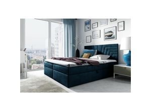 0641827138738 - Fun Moebel - Boxspringbett Schlafzimmerbett 200x220cm lazaro Nr4 Blau inkl Bettkasten