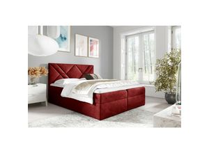 0641827139414 - Fun Moebel - Boxspringbett Schlafzimmerbett 200x220cm lazaro Nr6 Rot inkl Bettkasten