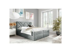 0641827139599 - Fun Moebel - Boxspringbett Schlafzimmerbett 160x220cm lazaro Nr6 Grau inkl Bettkasten