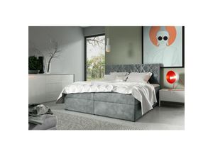 0641827139919 - Fun Moebel - Boxspringbett Schlafzimmerbett 120x220cm lazaro Nr7 Grau inkl Bettkasten