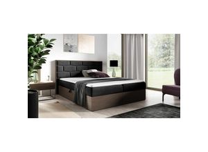 0641827140441 - Fun Moebel - Boxspringbett Bett beila 160x200cm Dunkel Eiche Stoff Schwarz inkl Bettkasten