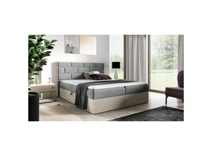 0641827141189 - Fun Moebel - Boxspringbett Bett beila 180x200cm Nordic Teak Stoff Grau inkl Bettkasten