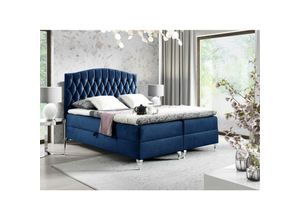 0641827141509 - Boxspringbett Schlafzimmerbett devran 160x200cm Stoff Fresh Blau