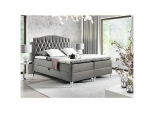 0641827141561 - Fun Moebel - Boxspringbett Schlafzimmerbett devran 120x200cm Stoff Fresh Steingrau