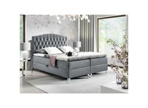 0641827141622 - Fun Moebel - Boxspringbett Schlafzimmerbett devran 160x200cm Stoff Fresh Grau