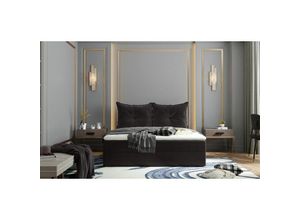 0641827142179 - Fun Moebel - Boxspringbett Schlafzimmerbett perla 180x200cm Stoff Schwarzgrau