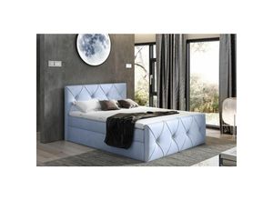 0641827143732 - Fun Moebel - Boxspringbett Schlafzimmerbett lewis lux 120x220cm in Stoff Monolith Sky