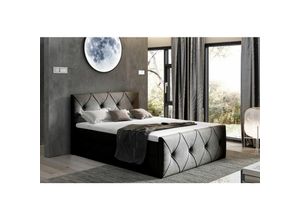 0641827147822 - Fun Moebel - Boxspringbett Schlafzimmerbett lewis lux 160x220cm in Stoff Monolith Braun